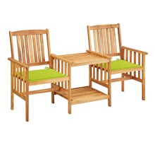 vidaXL Chaises de jardin avec table à thé et coussins Acacia solide