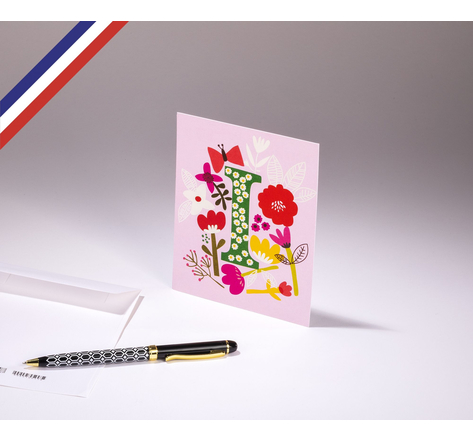 Carte simple Bouton d'or créée et imprimée en France - La lettre G