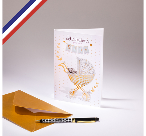 Carte double Very Chic créée et imprimée en France - Félicitations pour votre bébé