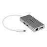 STARTECH.COM Adaptateur multiport USB-C pour ordinateur portable - Power Delivery - HDMI 4K - GbE - USB 3.0 - Argenté et blanc