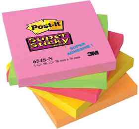 Post-it Notes repositionnables Super Sticky Néon,76 x 76 mm POST-IT - Post- It - La Poste Pro