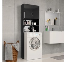 vidaXL Meuble pour machine à laver Noir brillant 64 x 25,5 x 190 cm