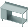 Table de travail inox adossée avec porte et etagère - gamme 800 - stalgast -  - inox1600x800 x800x900mm