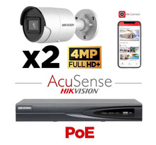 Kit vidéosurveillance 2 caméras Hikvision 4MP H265+ intelligence artificielle AcuSense vision de nuit 40 mètres EXIR 2.0
