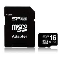 SILICON POWER Carte mémoire microSDHC 16 Go Class 10 + Adaptateur SDHC