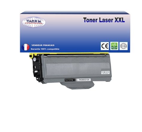 Toner compatible avec Brother TN2120 pour Brother HL-2140, HL-2150N, HL-2170W - 2 600 pages - T3AZUR