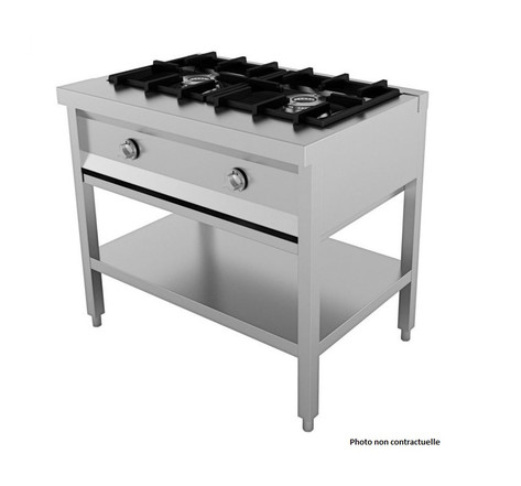 Piano de cuisson gaz sur meuble série 600 - 1 à 5 brûleurs - combisteel -  - acier inoxydable6.5 kw 2080x600x800mm