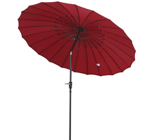 Parasol inclinable rond avec manivelle aluminium fibre de verre polyester diamètre 2 60 m coloris rouge