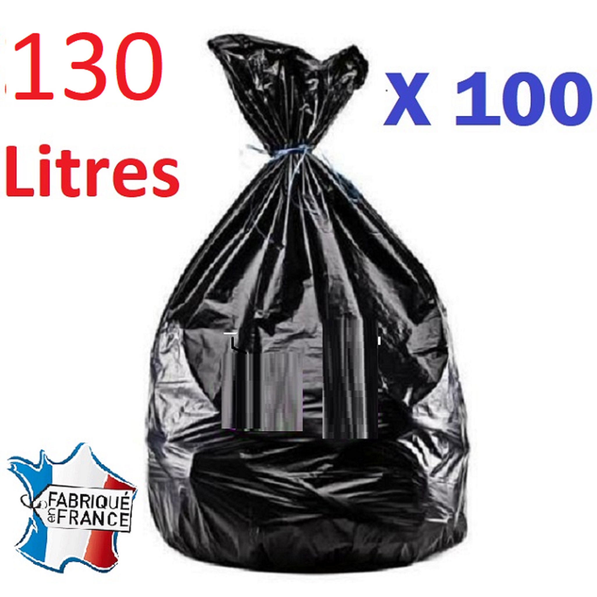 Sac poubelle à lien renforcé - capacité 130 litres - 60 microns