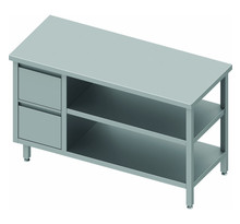 Table inox avec tiroir a gauche et 2 etagères - gamme 600 - stalgast - 900x600