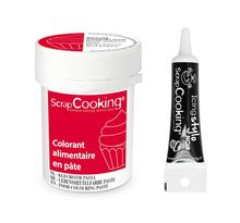 Colorant alimentaire en pâte 20 g Rouge coquelicot + Stylo de glaçage noir