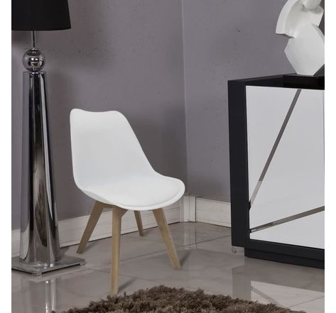 CHAISE BJORN Chaise de salle a manger - Simili blanc - Scandinave - L 48,3 x P 61 cm
