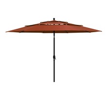 Vidaxl parasol à 3 niveaux avec mât en aluminium terre cuite 3,5 m