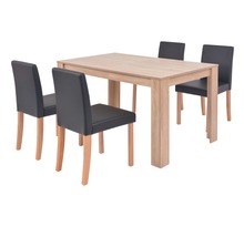 Vidaxl table et chaises 5 pcs cuir synthétique chêne noir