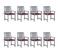 Vidaxl chaises de jardin avec coussins 8 pcs bois d'acacia solide gris