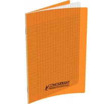Cahier 32 pages seyès 90 g  couverture polypropylène orange  format 17 x 22 cm  CONQUERANT