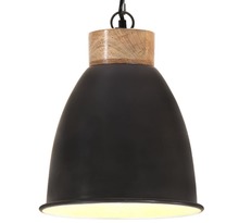Vidaxl lampe suspendue industrielle noir fer et bois solide 23 cm e27