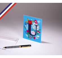 Carte simple Bouton d'or créée et imprimée en France - La lettre U