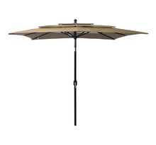 Vidaxl parasol à 3 niveaux avec mât en aluminium taupe 2 5x2 5 m