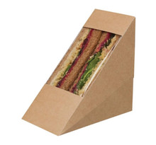 Lot de 500 boîtes Sandwich Triangle Kraft Compostable avec Fenêtre - Colpac - Papier