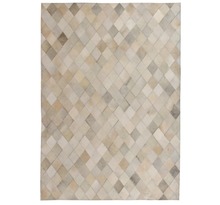 Vidaxl tapis cuir véritable patchwork 160 x 230 cm diamant gris