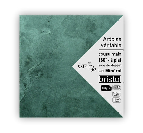 Livre de dessin Ardoise Le Minéral Papier Bristol 20x20cm 308gsm