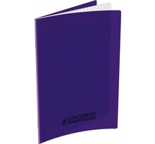 Cahier 60 pages seyès 90 g  couverture polypropylène violet  format 17 x 22 cm  CONQUERANT