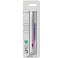 Parker vector xl stylo plume  laque lilas métallisée sur laiton  plume moyenne  encre bleue  blister