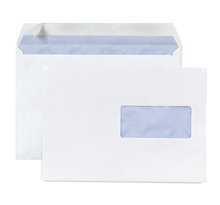 Lot de 500: Enveloppe commerciale vélin blanc auto-adhésive avec fenêtre 80g/m² 162x229 mm