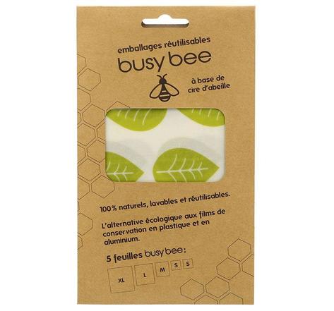 Emballage alimentaire réutilisable à la cire d'abeille 5 feuilles Busy Bee