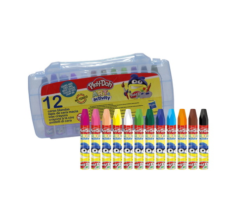 Coloriage : 12 crayons de couleur a la cire 10mm - playdoh art & activity