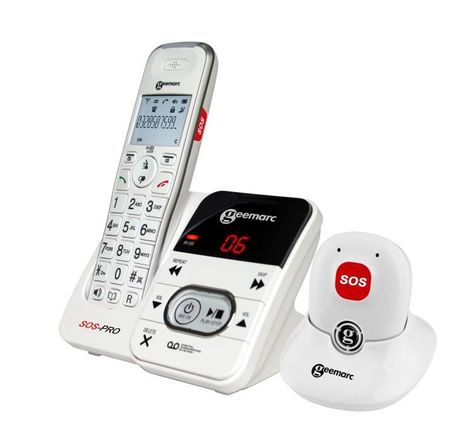 GEEMARC Téléphone sans fil grosses touches sénior AMPLIDECT 295 SOS-PRO - Avec Médaillon DECT d'appel d'urgence