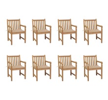 Vidaxl chaises de jardin 8 pcs avec coussins beige bois de teck massif