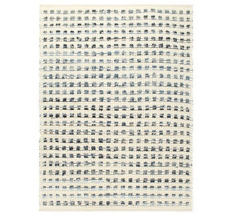Vidaxl tapis en laine et denim 120 x 170 cm bleu/blanc