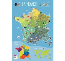 CBG Poster souple format 52 x 76cm carte de France et ses spécialités