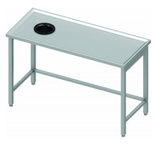 Table centrale inox avec trou vide-ordure à gauche - profondeur 600 - stalgast - 1300x600 x600xmm