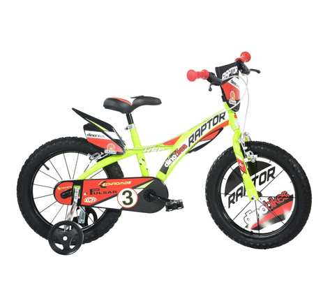 Dino bikes vélo pour enfants raptor jaune fluorescent 14"