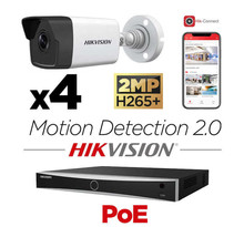Kit vidéosurveillance 4 caméras Hikvision full HD H265+ Motion Detection 2.0 vision de nuit 30 mètres EXIR 2.0