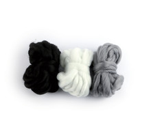 Grosse laine à tisser 3 Pelotes Noir Blanc Gris - Graine créative