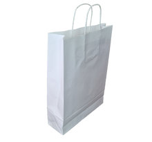 Lot de 50 sacs en papier kraft blanc avec poignées torsadées : blanc 40 x 45 x 19 cm