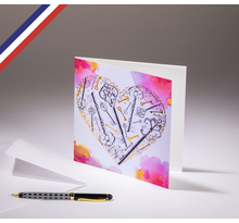 Carte double Florilège créée et imprimée en France - Un cœur et des clés… du bonheur !