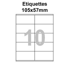 Étiquettes adhésives  105x57mm  (100 étiquettes) - blanc - 10 feuilles -t3azur