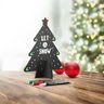 Ardoise de table silhouette 3D noire modèle Sapin de Noël + 3 feutres-craie - Décoration Noël ardoise restaurant