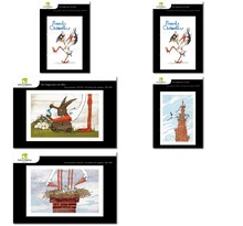Lot de 5 cartes postales cigogne humoristique - dessins elsa speckel
