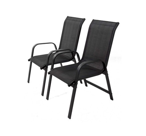 Lot de 2 fauteuils de jardin "porto" alu/textilène - noir