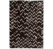 Vidaxl tapis cuir véritable patchwork 80 x 150 cm chevron noir/blanc
