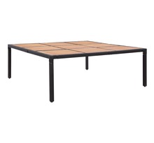 Vidaxl table de jardin noir 200x200x74 cm résine tressée et acacia