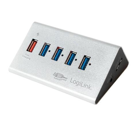 Hub USB 3.0 avec bloc d'alimentation, 4 ports + 1 LOGILINK