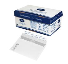Enveloppe papier vélin, format C6, 162 x 114 mm, 90 g/m² fermeture autocollante avec bande protectrice, blanc (paquet 500 unités)