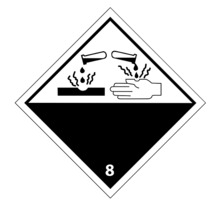 Étiquette vélin pour transport de matières dangereuses matières corrosives (colis de 1000)
